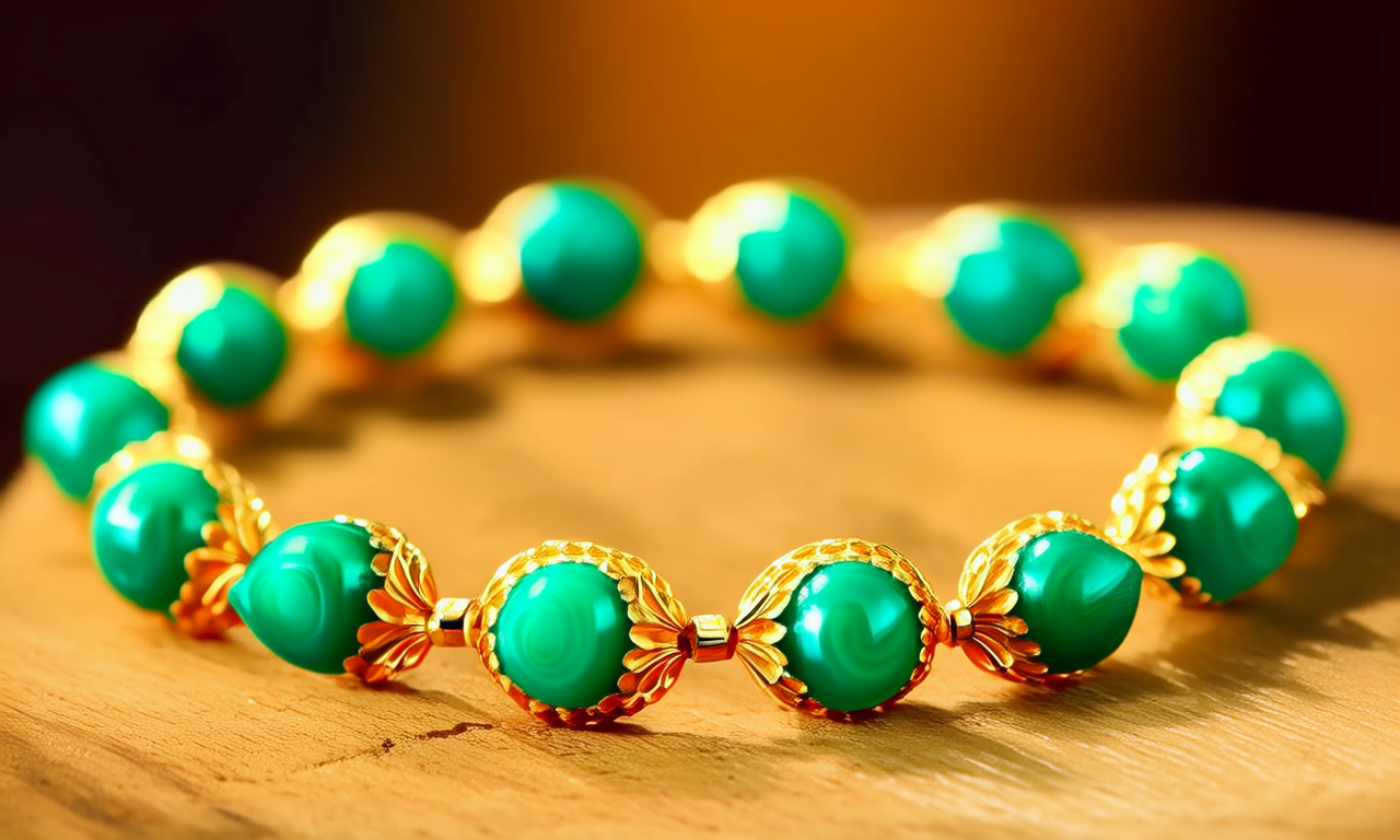 碧玺黄金手串图片